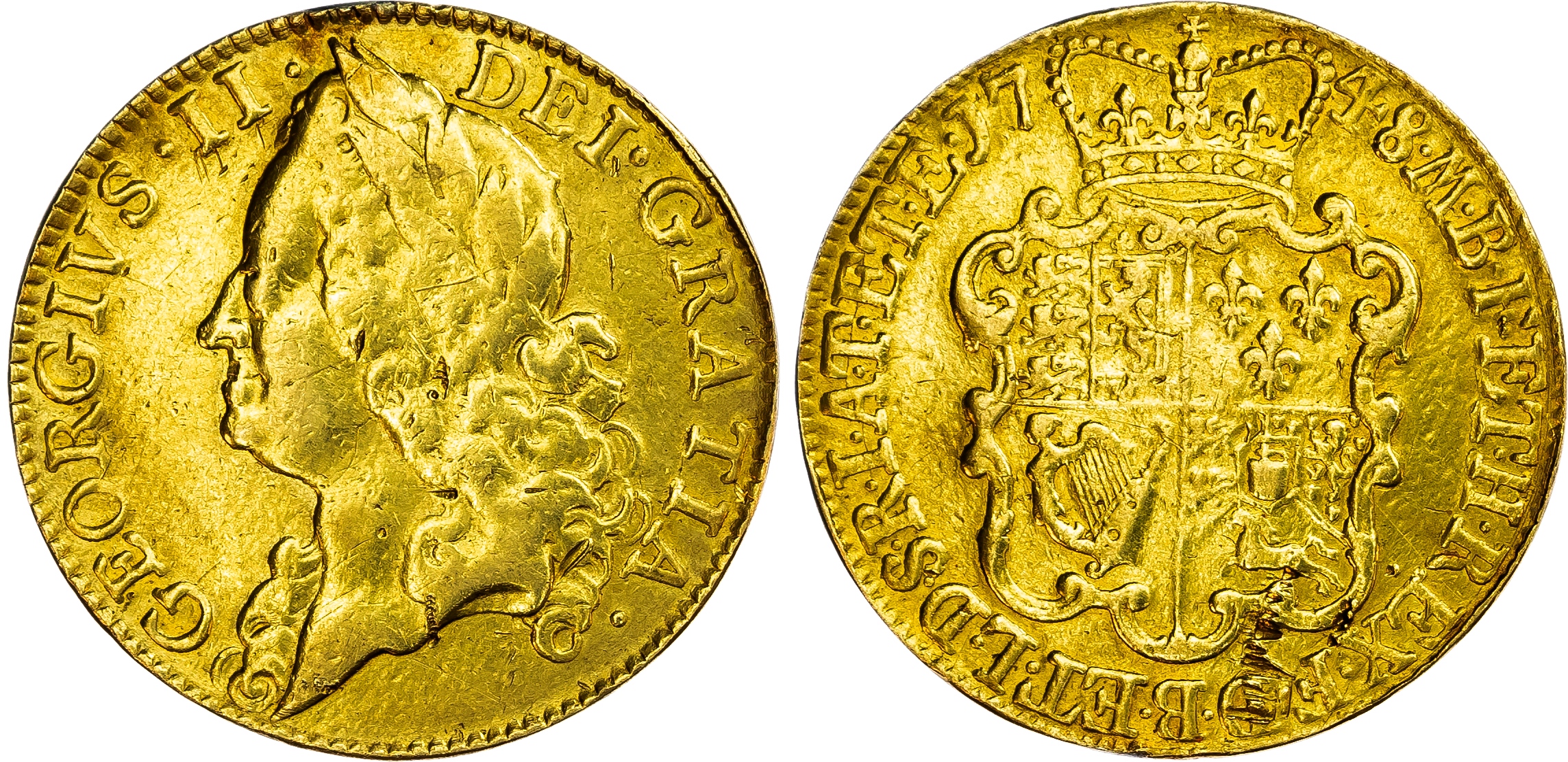 Great Britain, George II AV 2 Guineas. London mint, 1748.