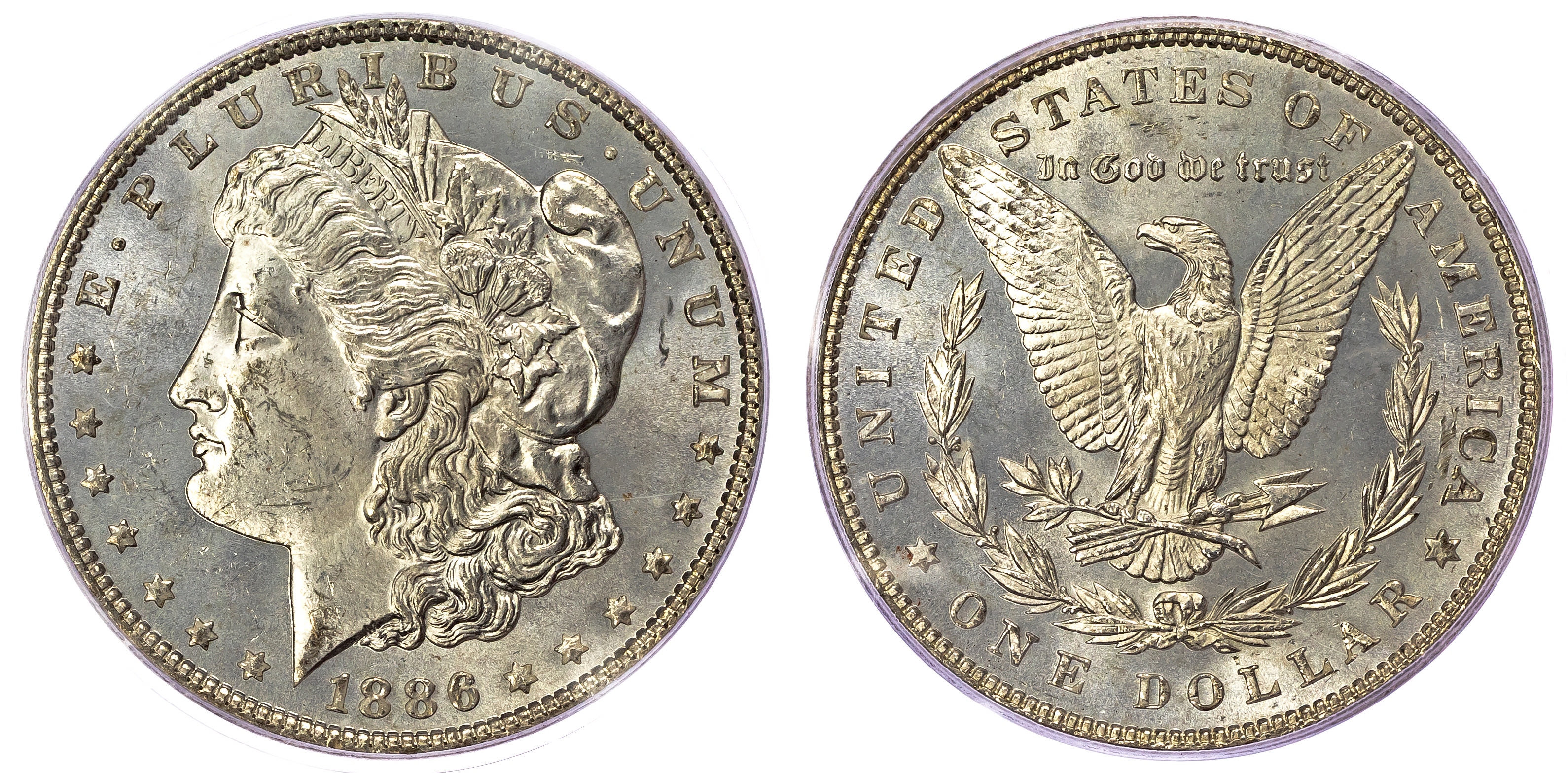 USA, silver Morgan Dollar, 1886, Philadelphia - MS 63