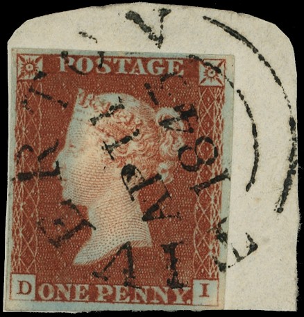 1841 1d Red-brown Pl.21 Tiverton Wessex...