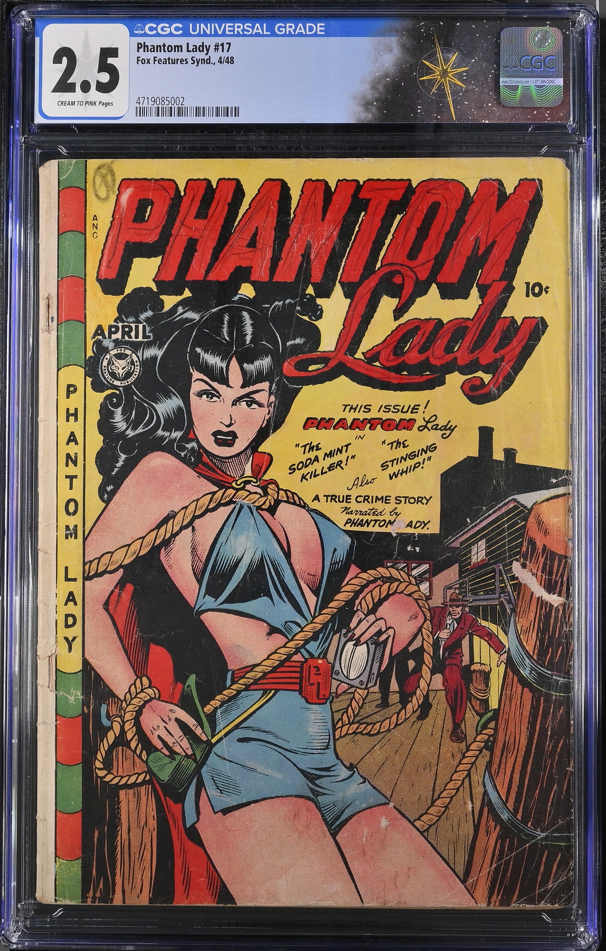 Phantom Lady #17 CGC 2.5 Bondage Cover by Matt Baker (Fox, 1947) Cream to Pink Pages