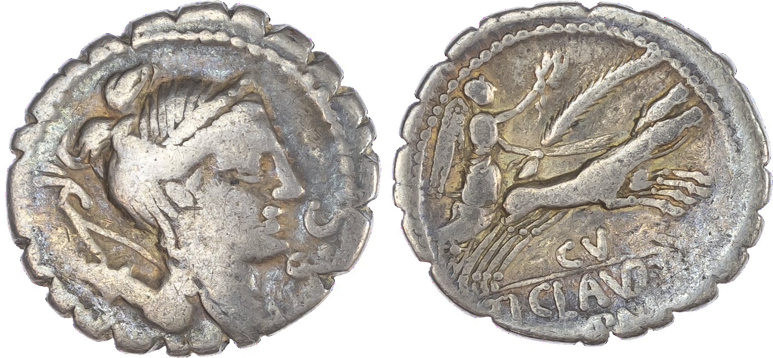 Ti. Claudius Nero (79 BC) AR Denarius Serratus, Rome, 3.79g. Draped bust of Diana facing right, bow and quiver over