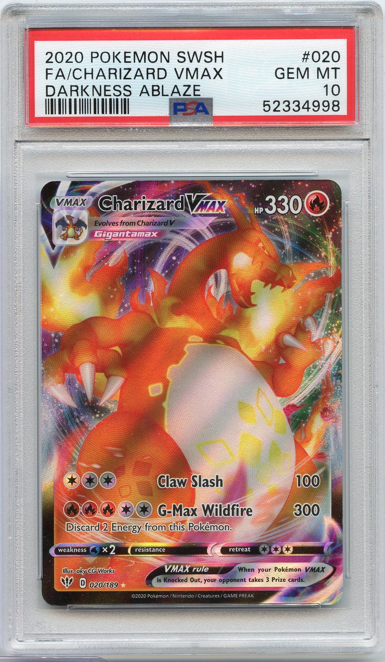 PSA 10 Charizard VMAX #20 Darkness Ablaze