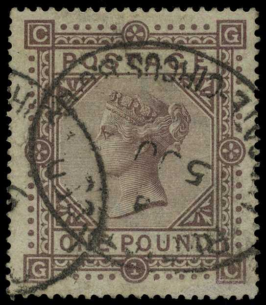 1867-83 wmk Large Anchor £1 brown-lilac...