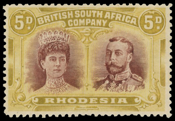 5d purple-brown and ochre SG 141ab mint