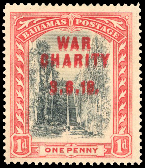 Bahamas 1919 War Charity 1d error overprint double