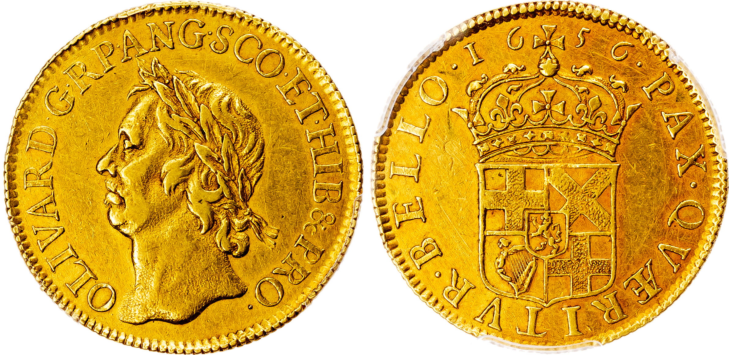 Oliver Cromwell (1656-58), Gold Broad.