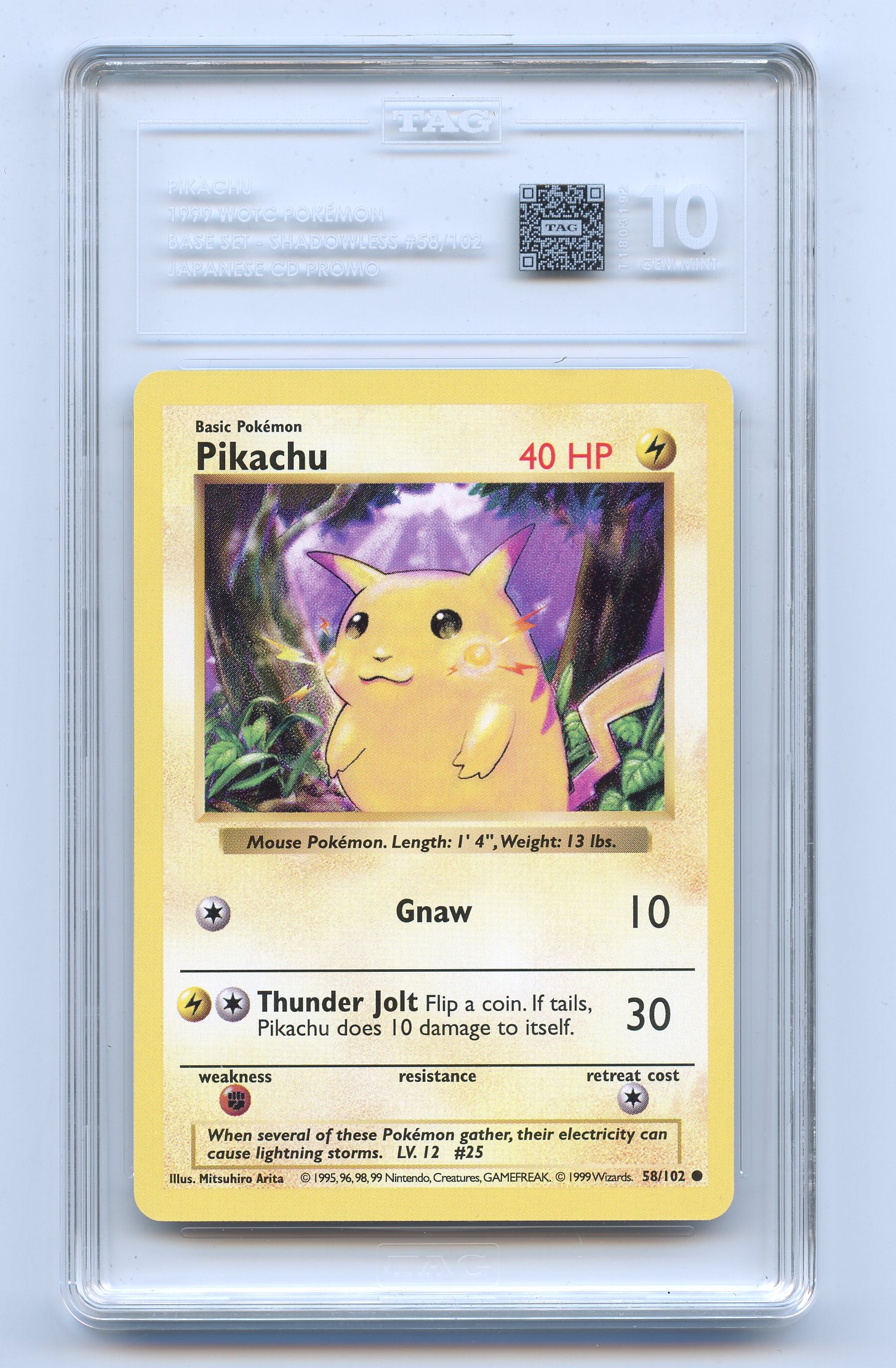 TAG 10 Pikachu #58 Shadowless CD Promo