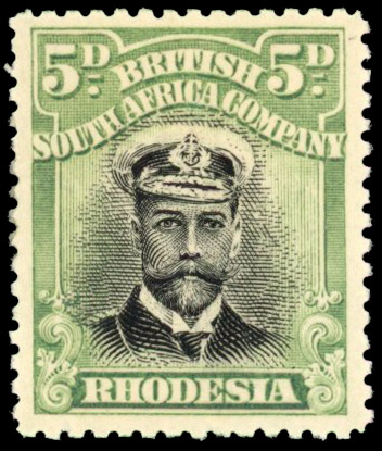 Rhodesia 5d SG 212a waxed moustache mint
