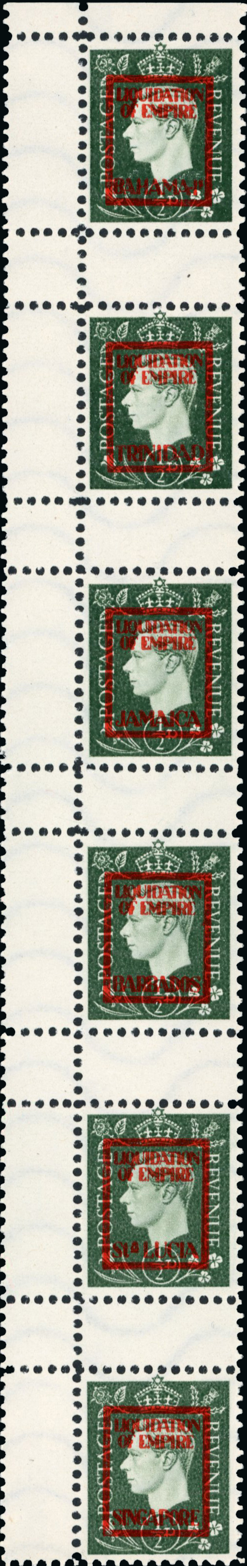 German Propaganda Forgeries.  LIQUIDATION OF EMPIRE strips unused