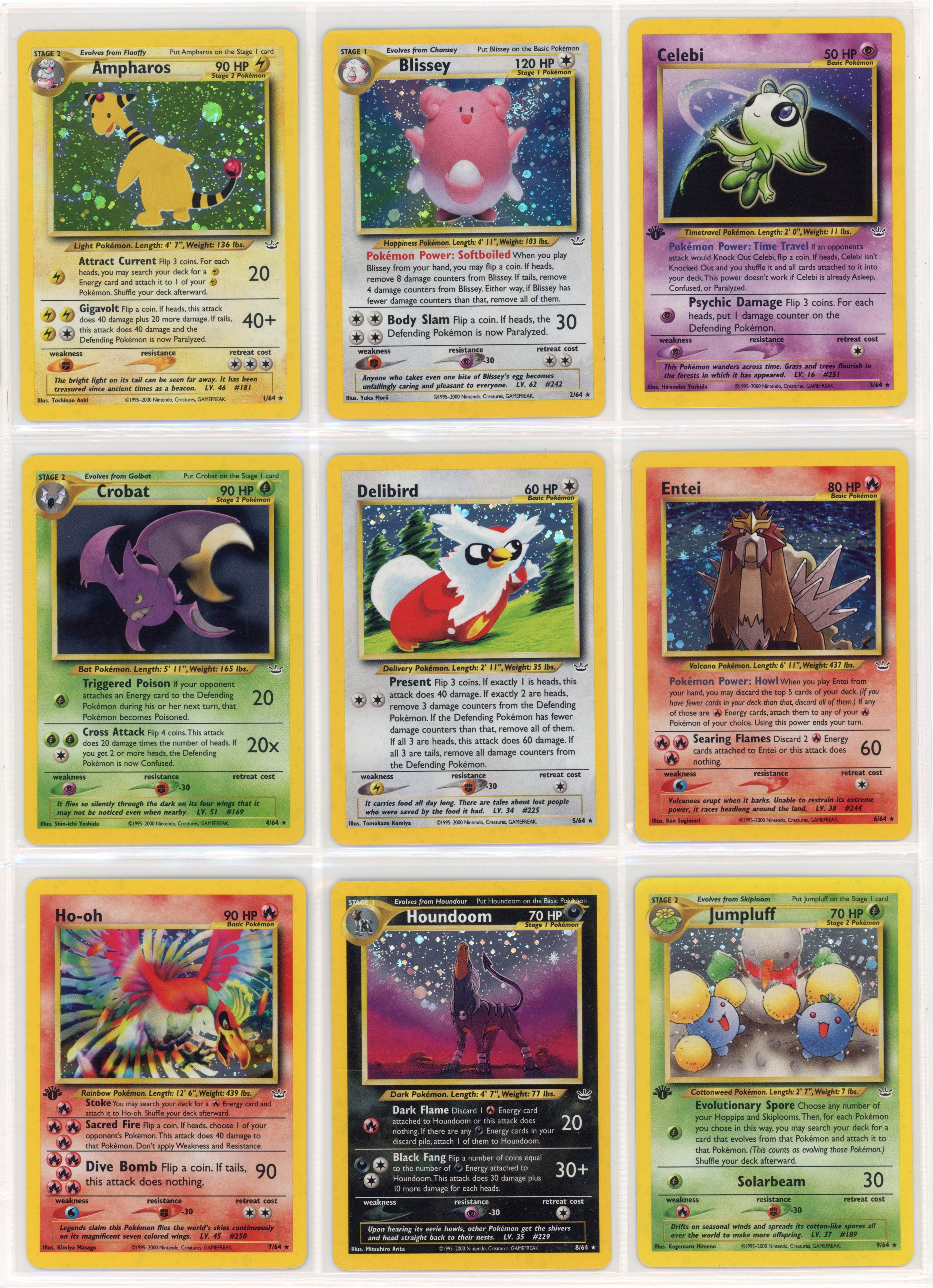 Neo Revelation 1st Edition/Unlimited x13 Holo Collection. -Avg. Condition NM