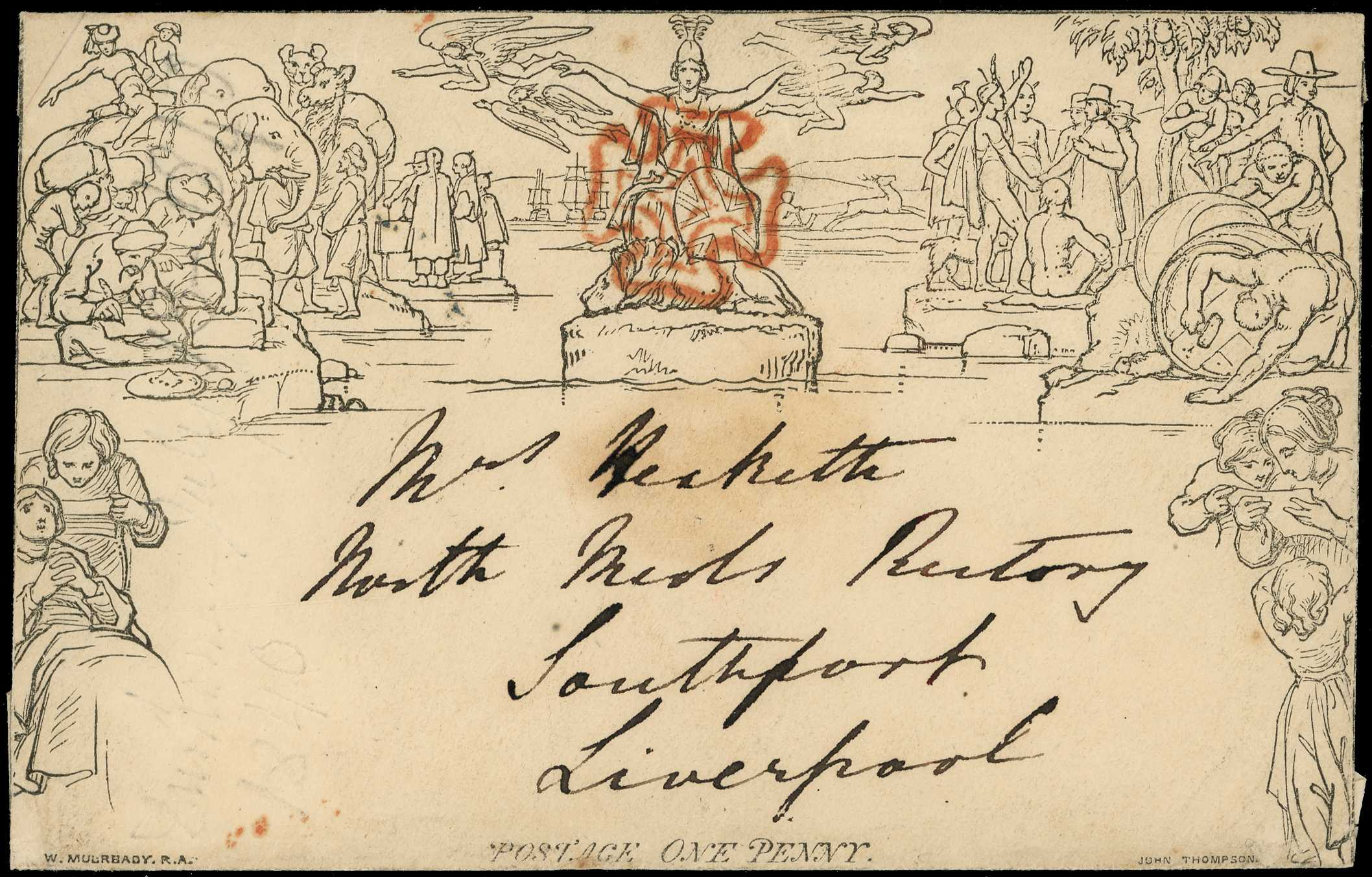 1840 Mulready 1d envelope (stereo A130, Forme...