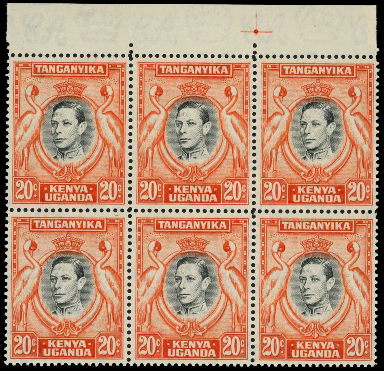 1941 20ct black and orange perf 14, top...