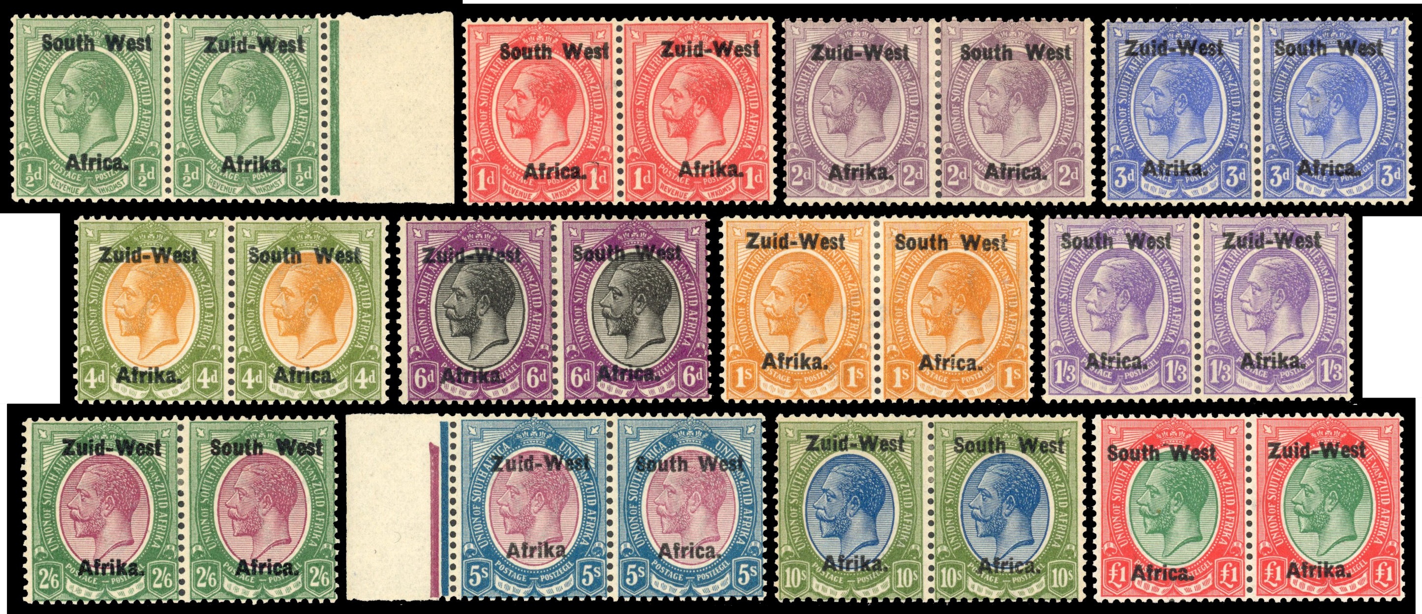 South West Africa 1923 setting I set of 12 to £1
