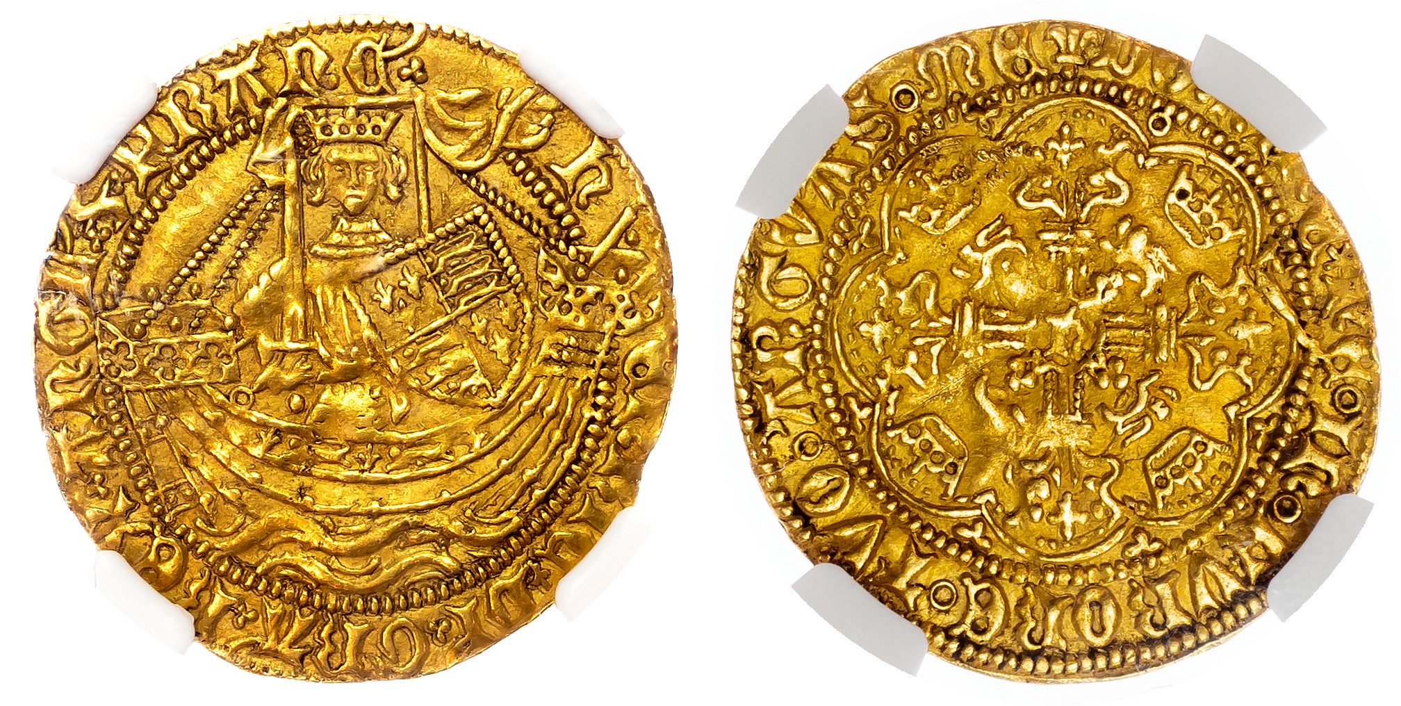 Henry VI, first reign (1422-61), Half Noble - NGC AU55