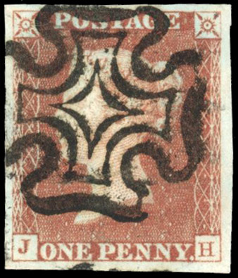 GB 1d red-brown from black plate 1b used SG 7