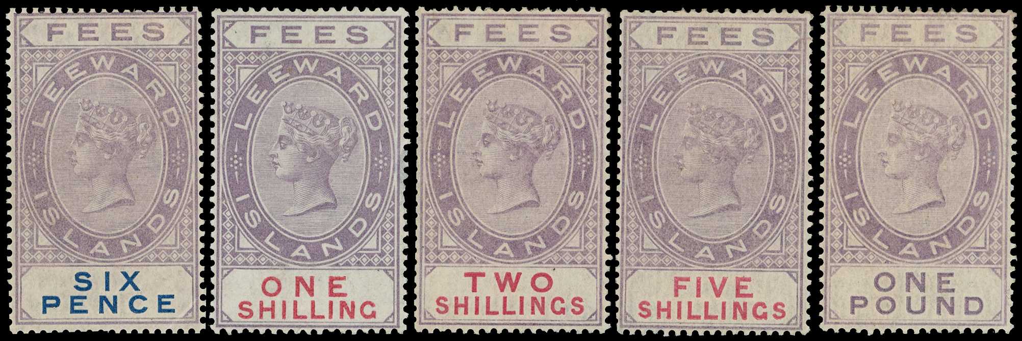 Fees: 1882 6d to £1 set of five, fresh...