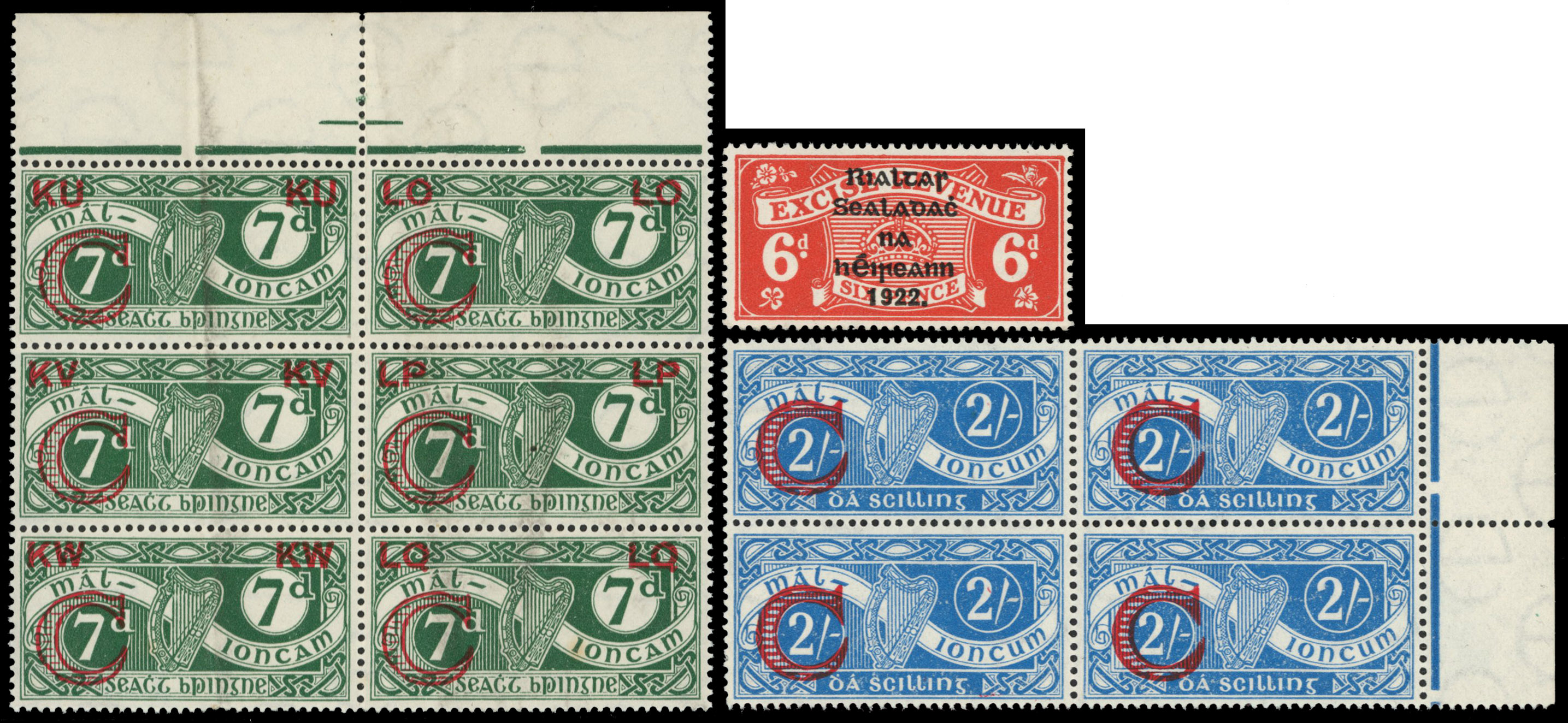 Ireland Entertainment Duty mint group of blocks. 