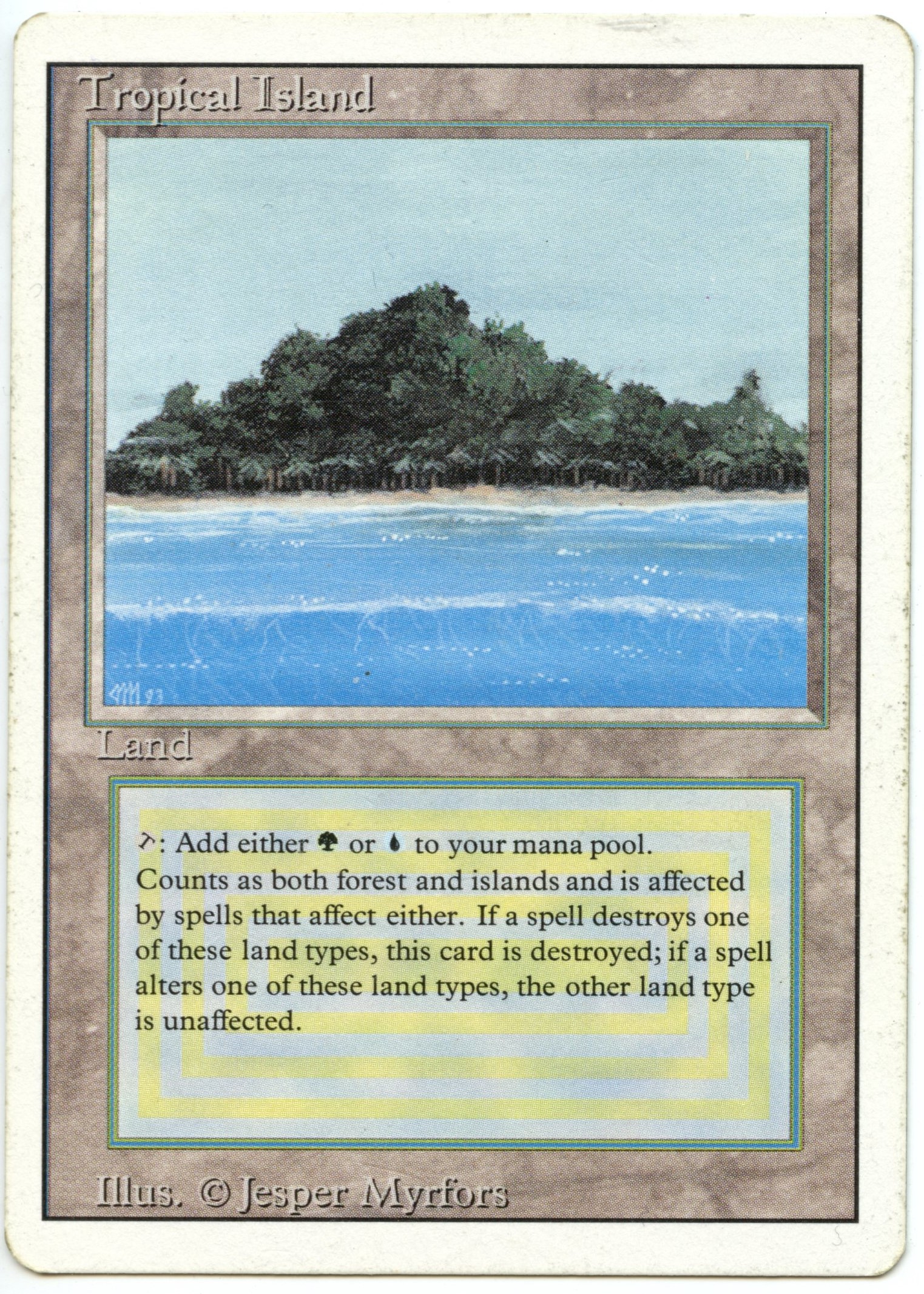 Magic The Gathering  - Tropical Island  - Revised - Moderatly Played 