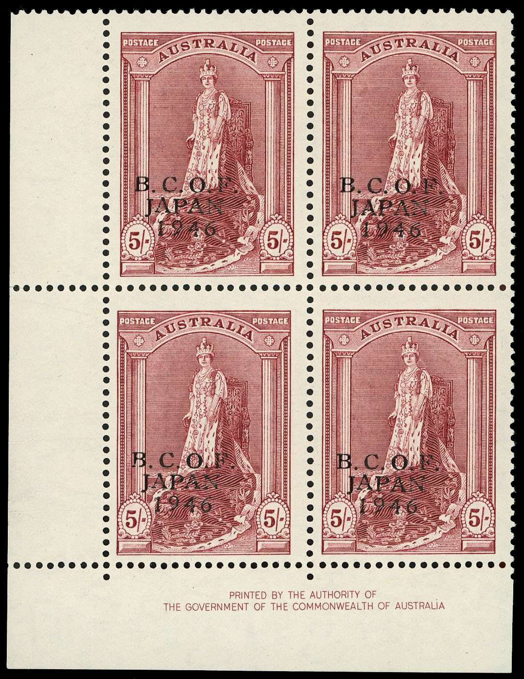 Australia BCOF SG J7 imprint block mint