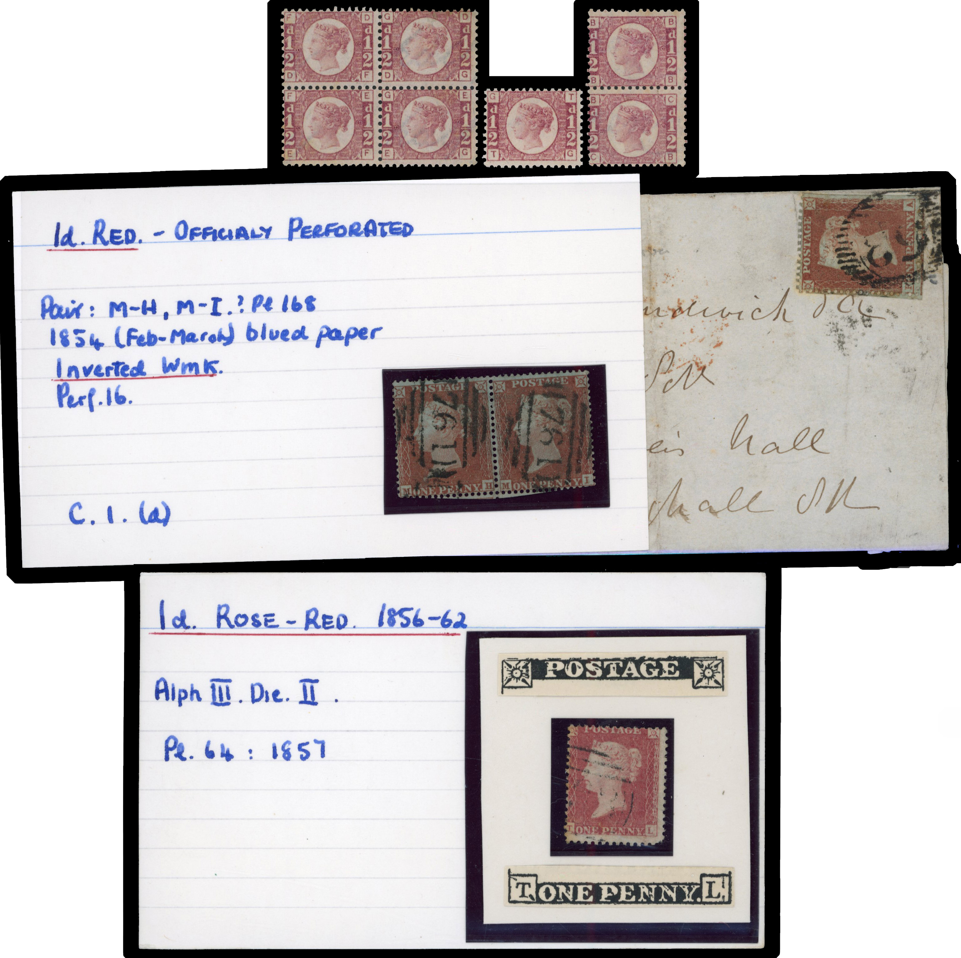 1856-79 mostly unused/mint line-engraved selection arranged on Hagner sheets