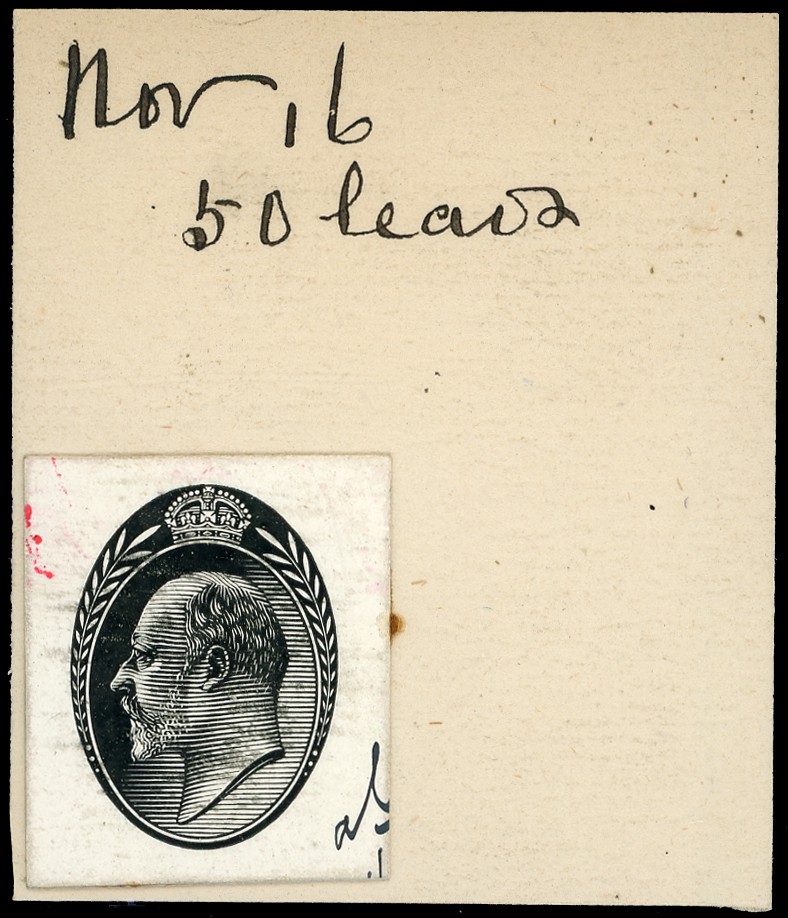 Hundi Paper: c.1902 Die proof of central head...