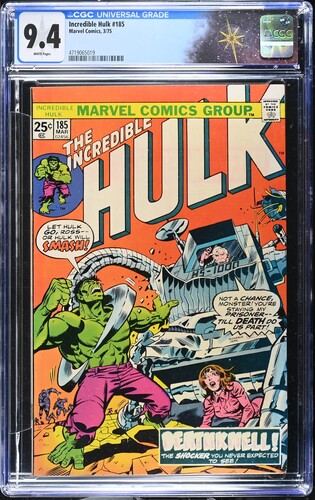 Incredible Hulk #185 CGC 9.4 Len Wein story Herb Trimpe cover & art (Marvel Comics, 1975) White pages