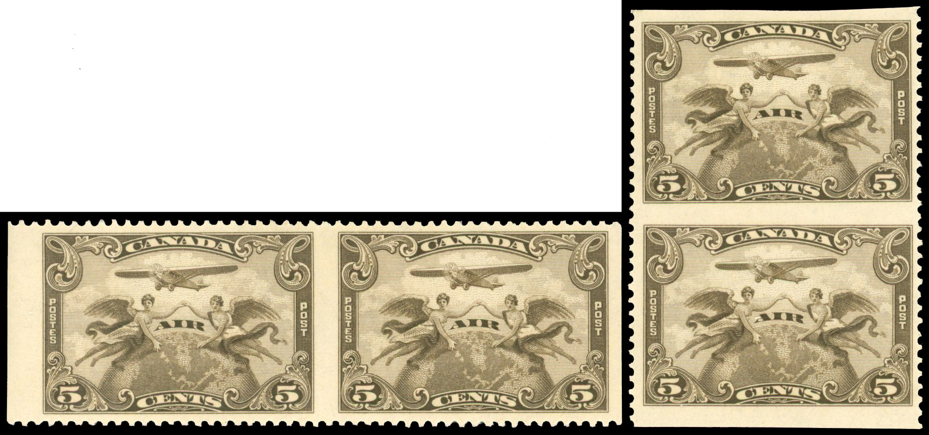 Canada SG 274 1928 Air 5c imperf between pairs