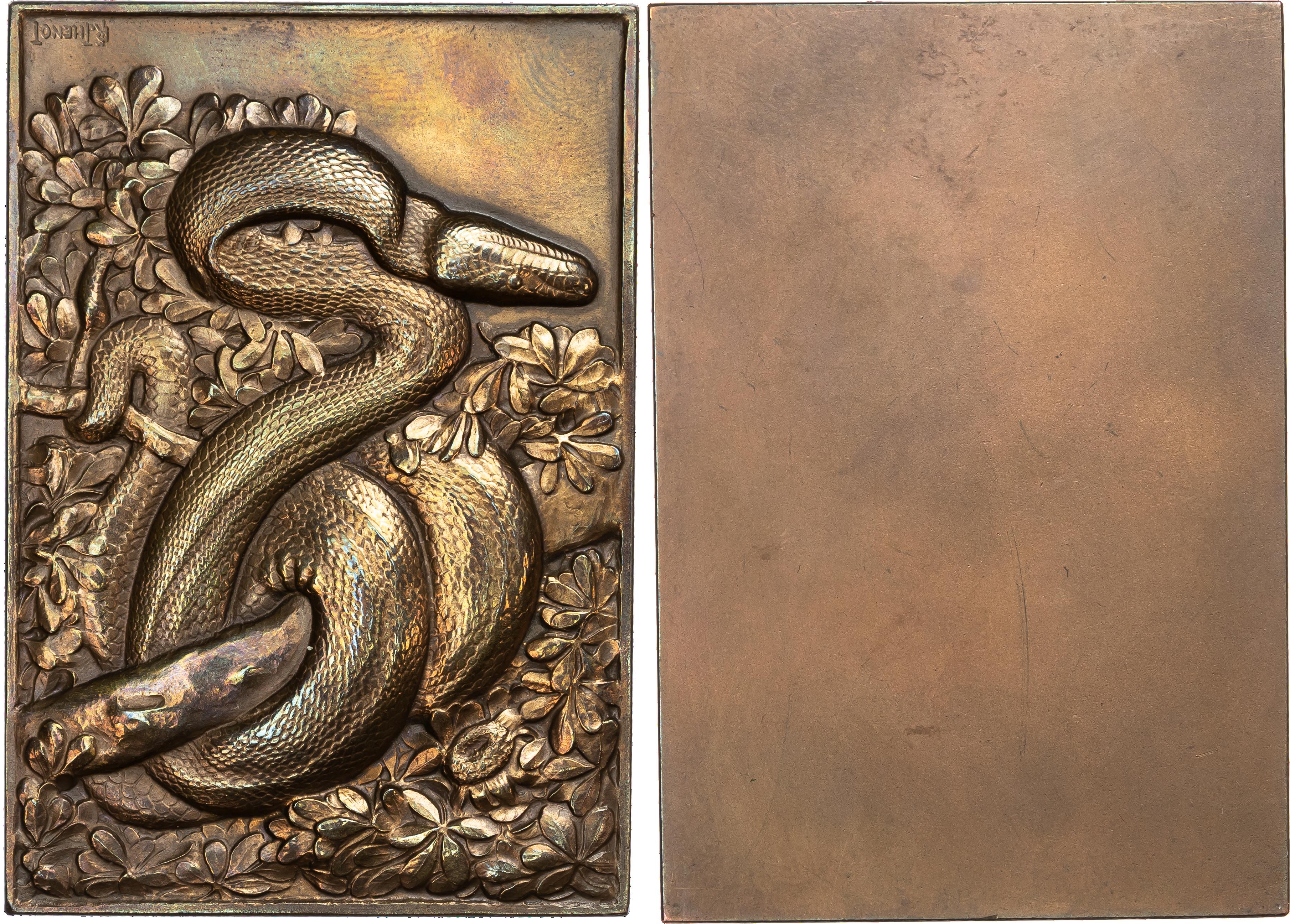 France, Python, uniface bronze plaquette, 1936