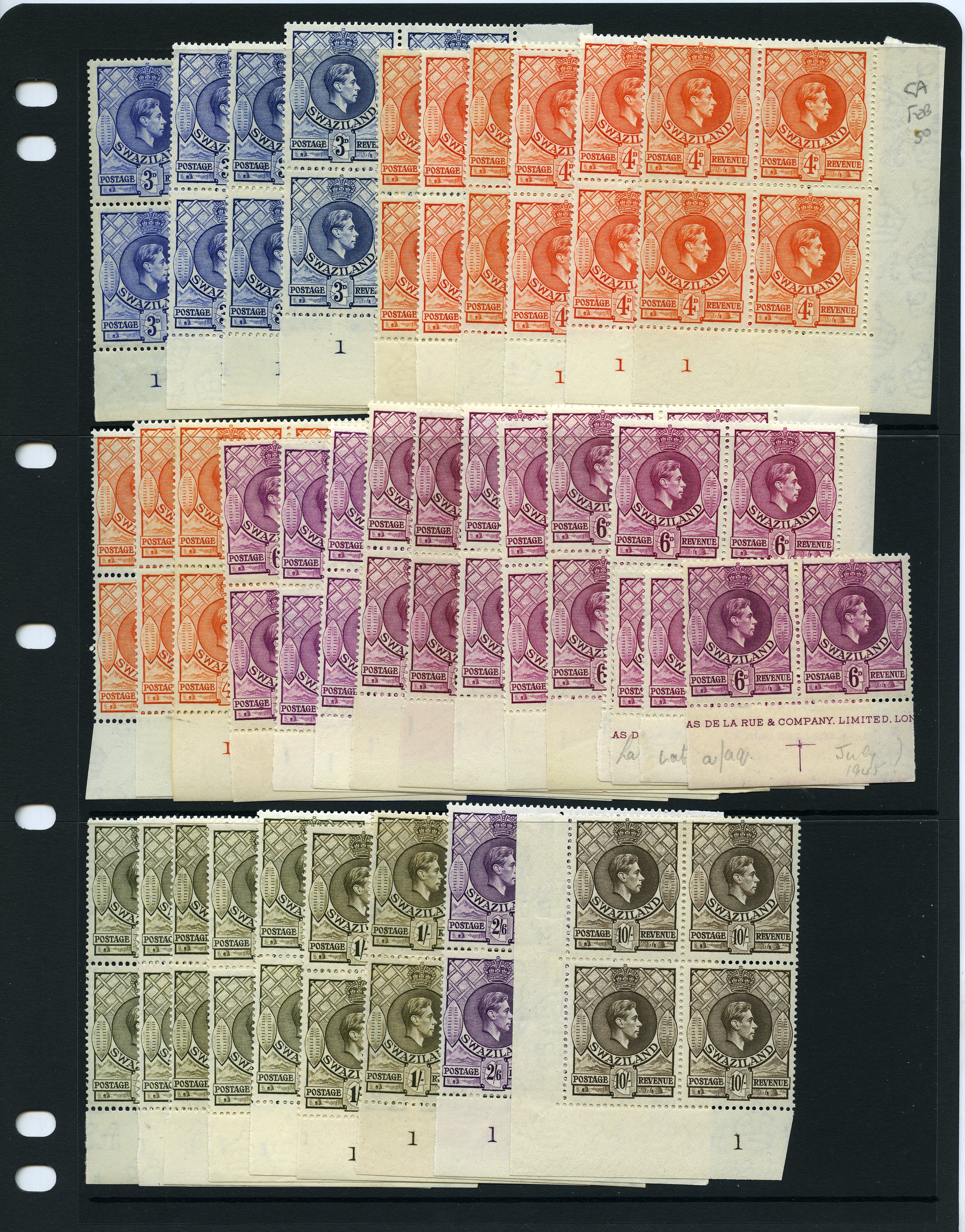 1938-54 set blocks, mint, nearly all...