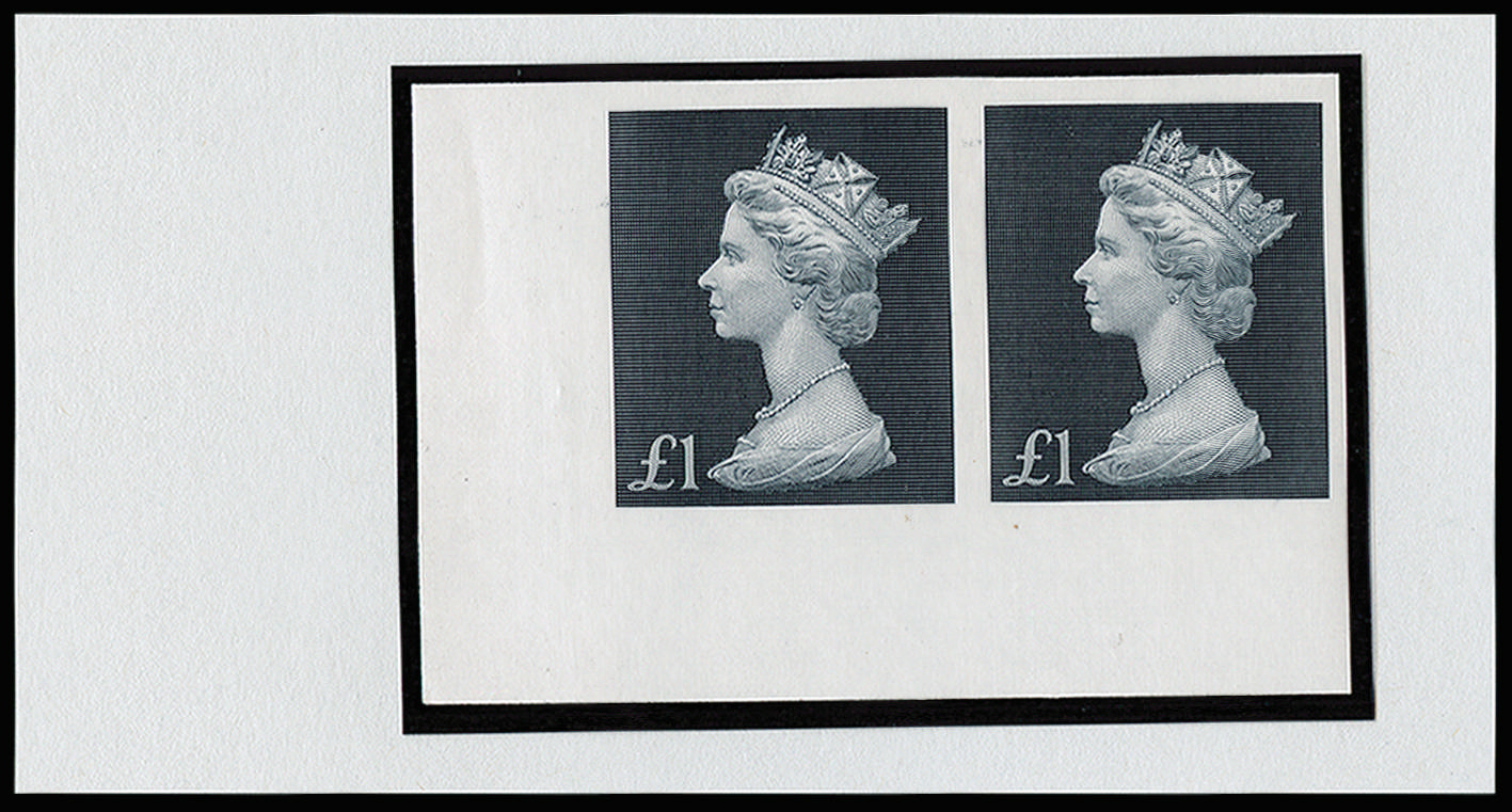 GB 1969 £1 Bluish black "Machin High Values" (Recess-printed). Superb unmounted o.g bottom left hand co… SG790var