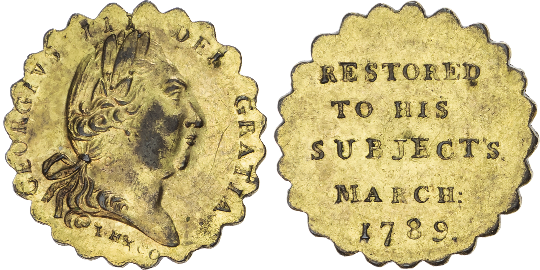 London, National Series William Davis - Thanksgiving at St. Paul’s Halfpenny 1789, Laureate bust of George III…