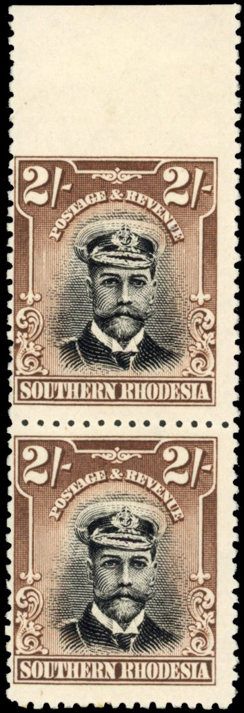 Southern Rhodesia SG 12 1924 2/- imperforate between stamp and margin mint
