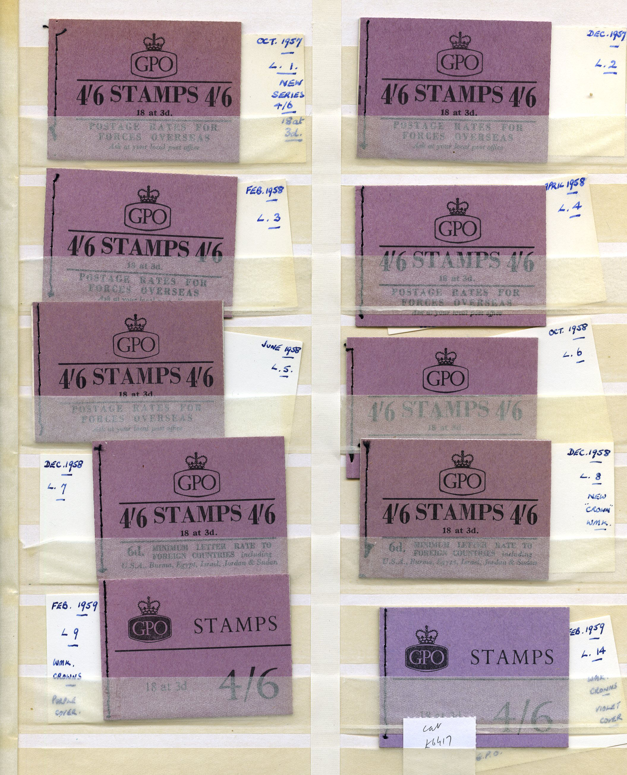 1957 - May 1968 4/6d booklets, run per...