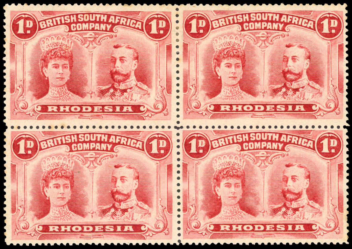 † 1d carmine-lake perf 15 SG 170a block, positions 87-98 mint