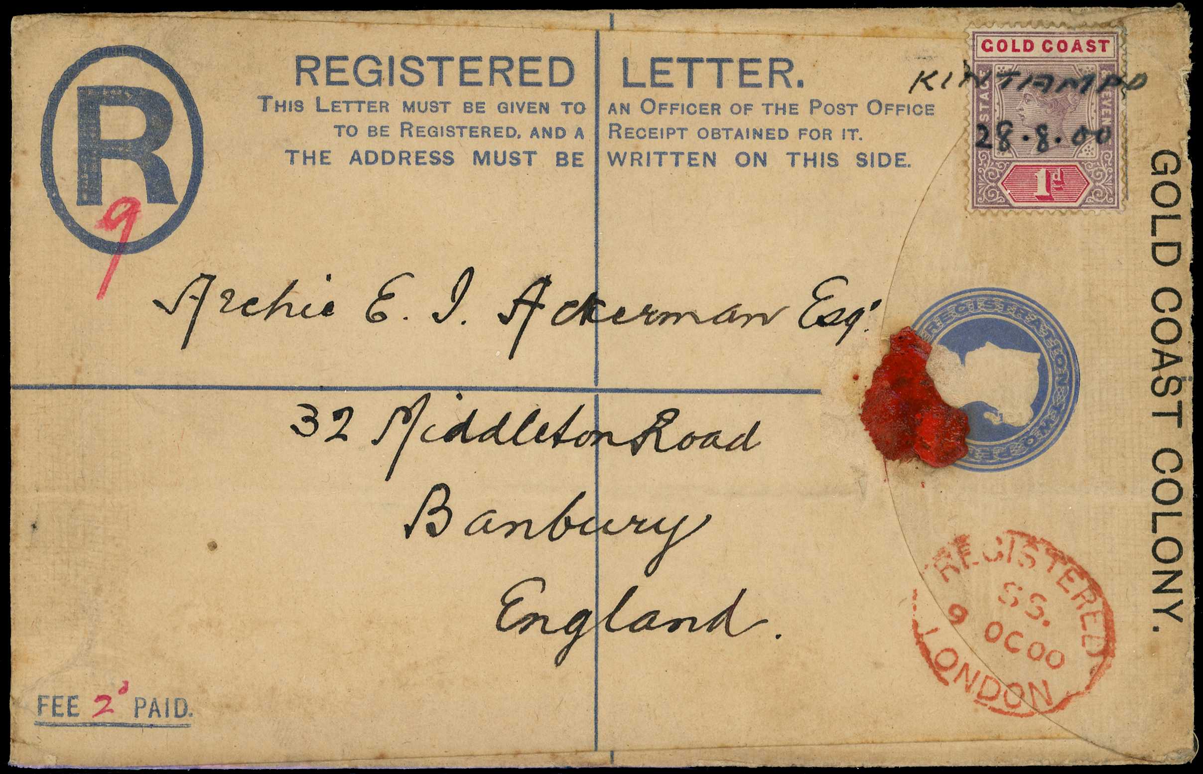 POSTAL HISTORY: Registered envelope with 1898...