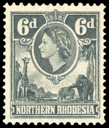 Northern Rhodesia 1953 6d watermark inverted mint