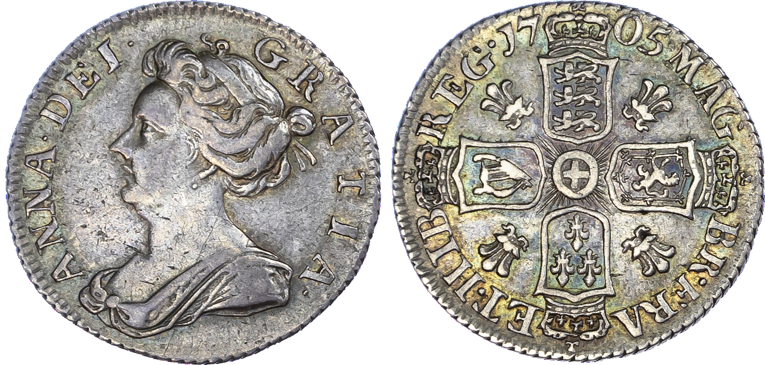 Anne (1702-1714), Sixpence, 1705, Plumes.