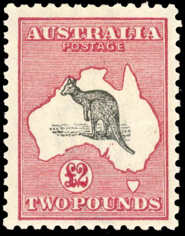 Australia 1915-27 3rd Wmk £2 black and rose Ex Vestey (2014) S.G. 45 cat £5,000