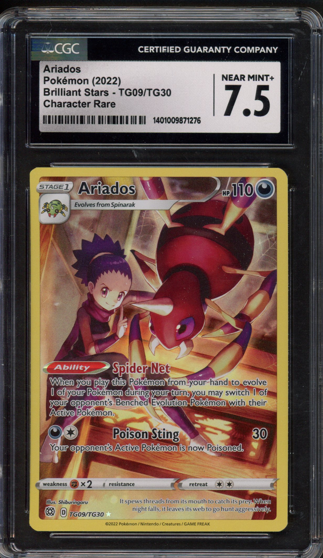 Pokemon TCG - CGC 7.5 Ariados Character Rare - Brilliant Stars