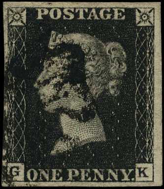 1840 1d black Plate 6 (GK), four good to...