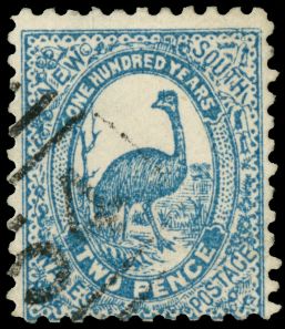 1888-89 'Centenary' 2d blue 'Emu',...