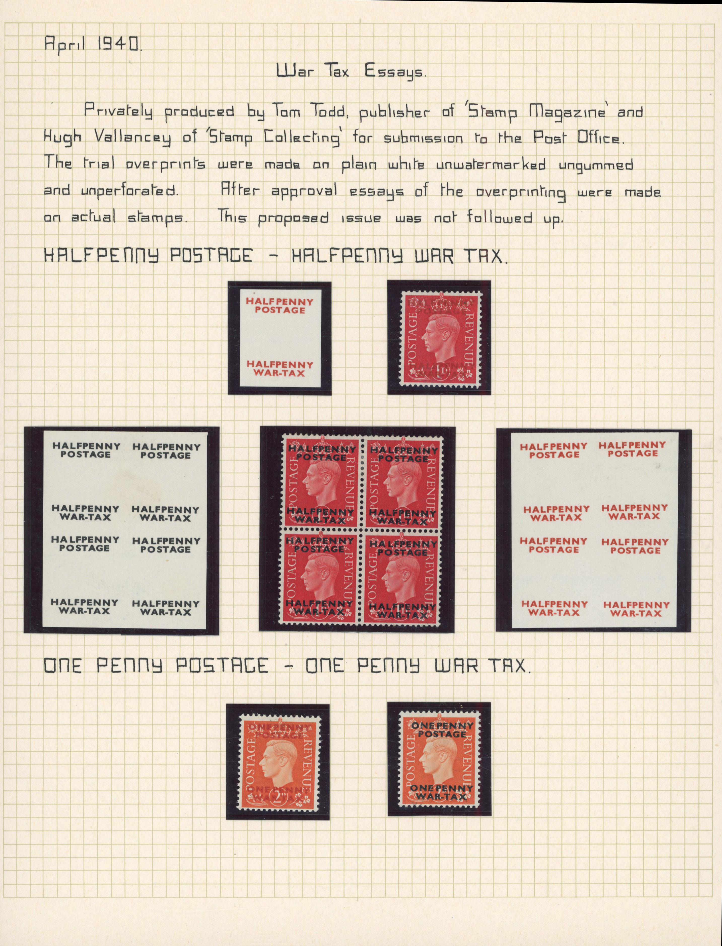 1940 War Tax Essays. 