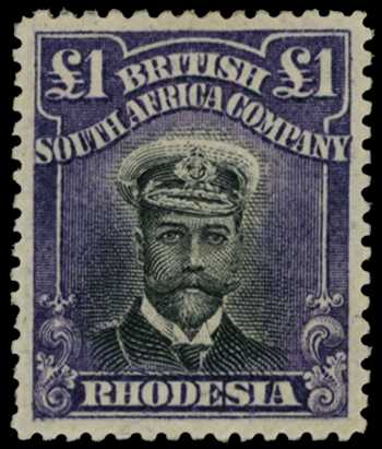 1913-7 £1 Head Die II, perf 14. Large part...