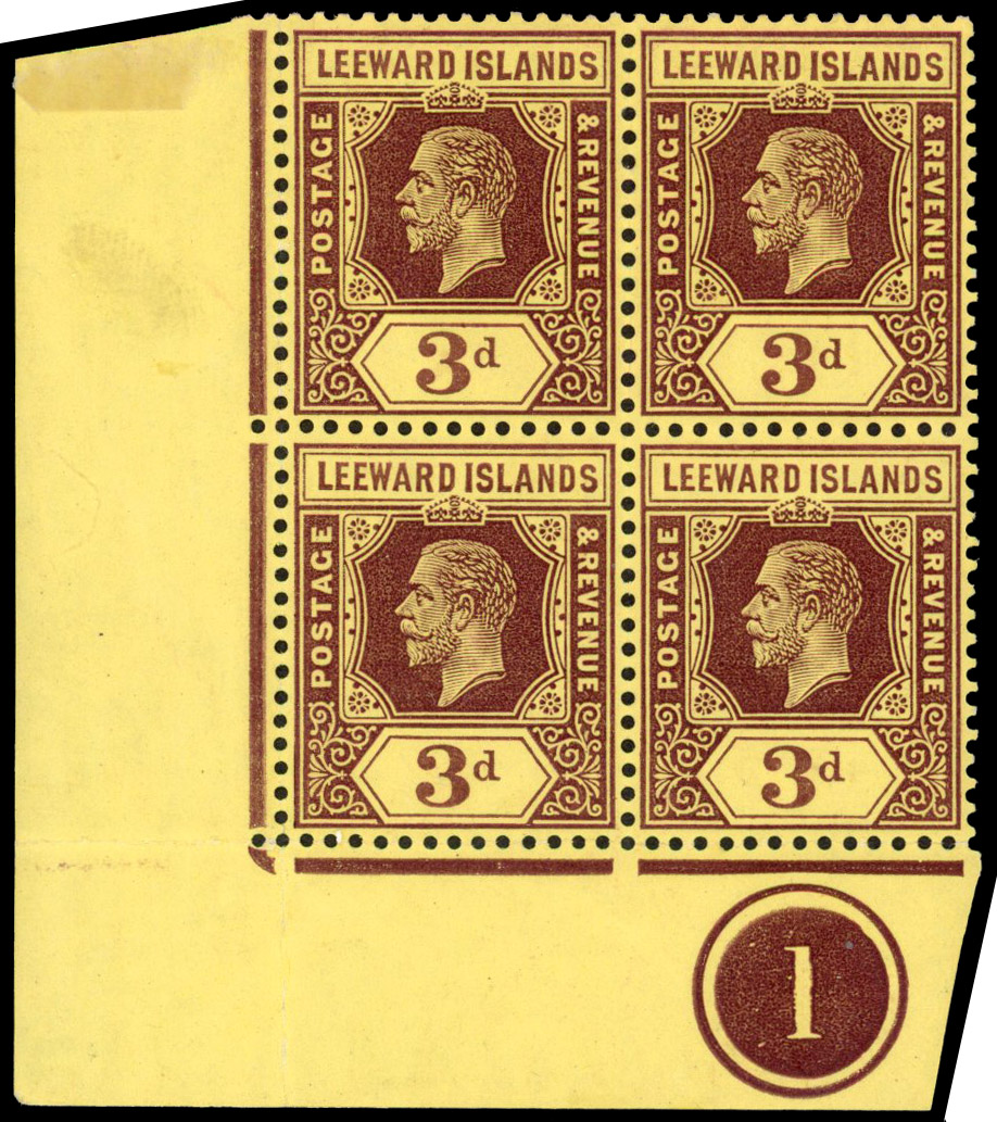 Leeward Islands SG 51a Plate block mint
