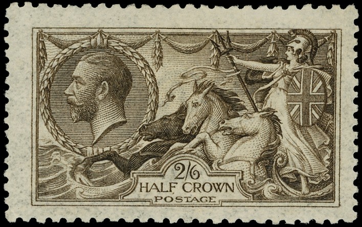 1915 2/6d 'seal-brown' variety WATERMARK INVERTED