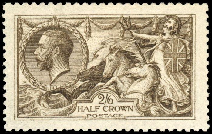 GB 1915 DLR 2s6d blackish brown watermark inverted mint, SG 408var