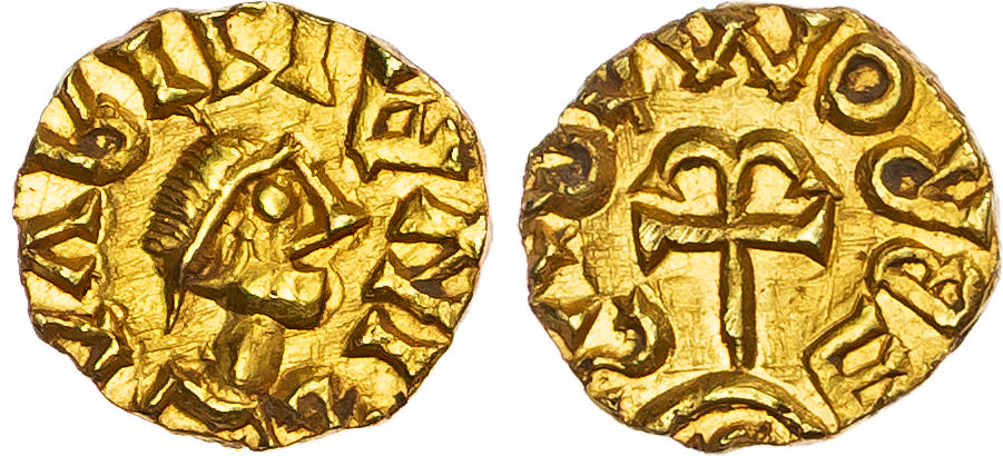 Merovingian, Orléans (620-650 AD), gold Tremissis - plate coin