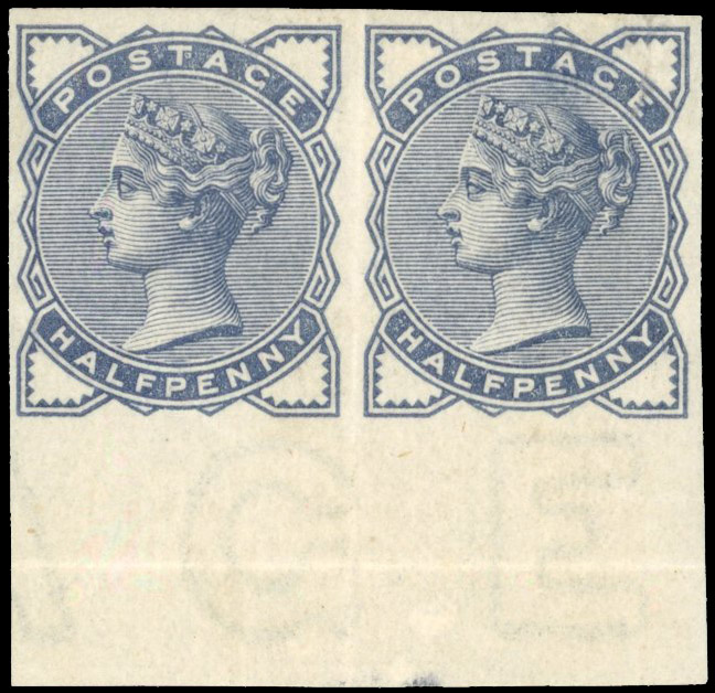GB SG 187a 1884 ½d imperforate pair mint