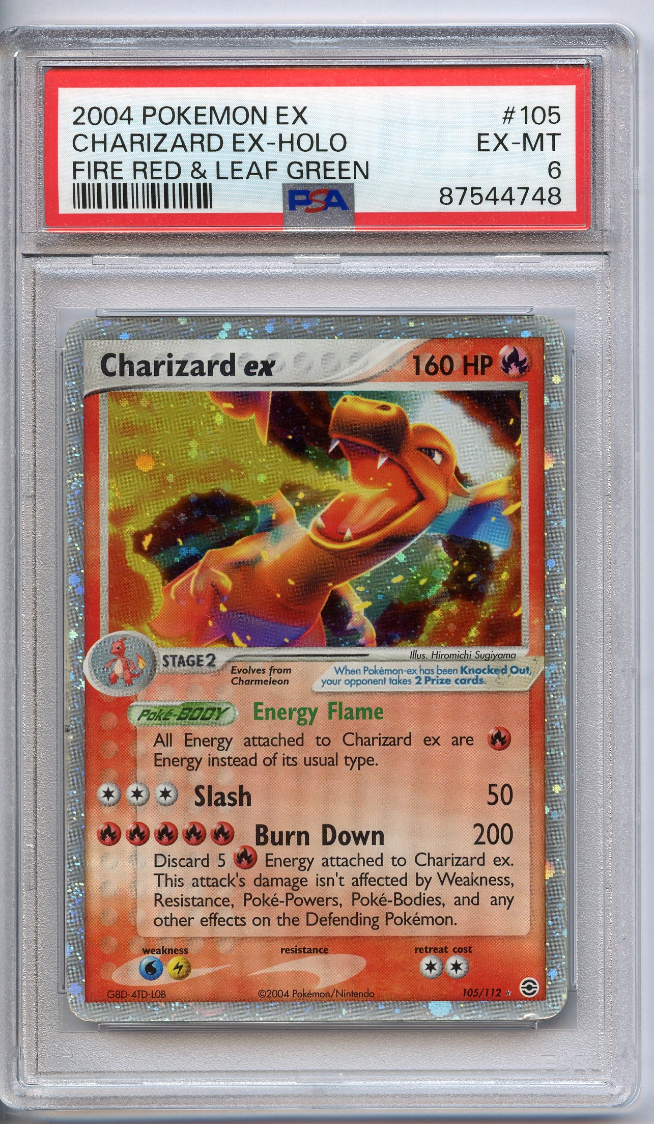 PSA 6 Charizard ex Holo #105 - Fire Red & Leaf Green 2004