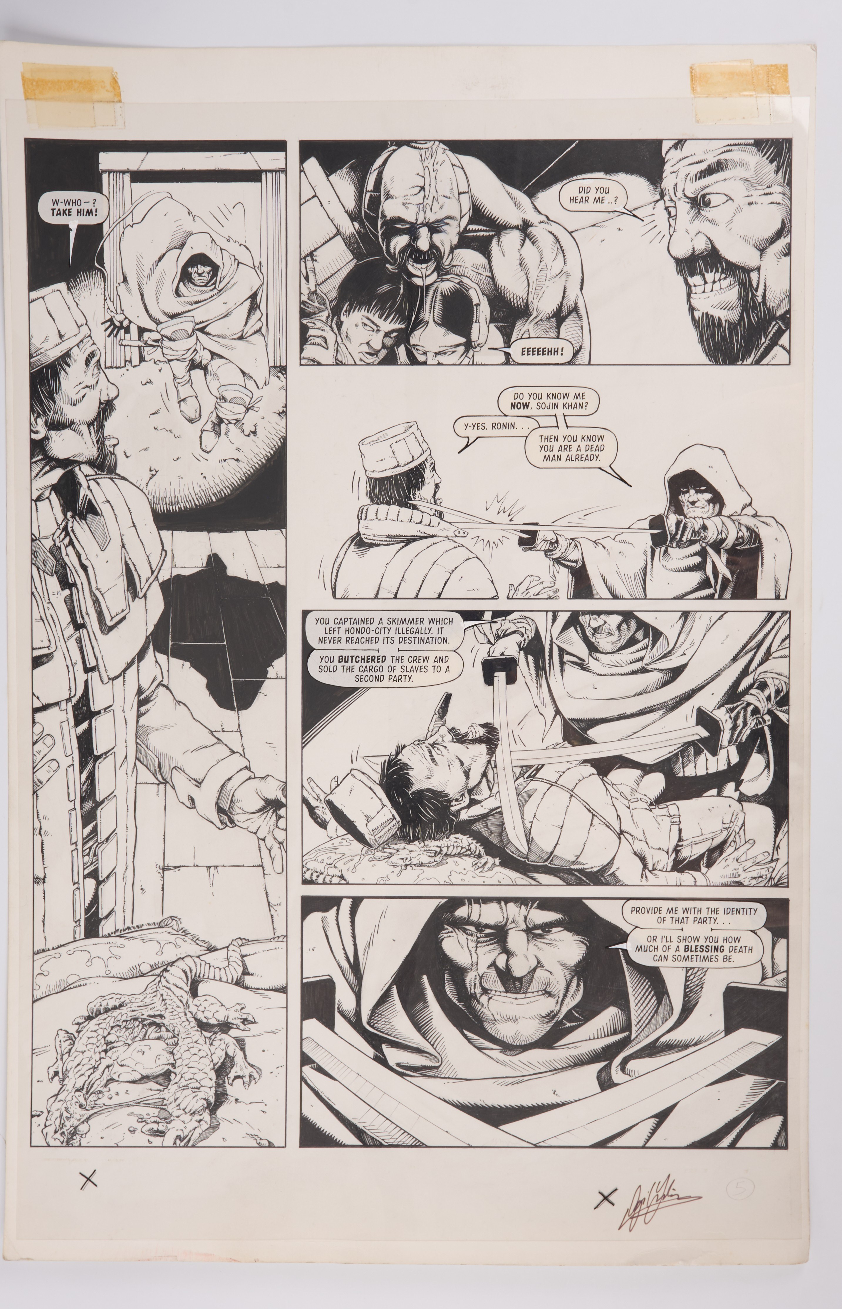 Cyril Julien Judge Dredd Megazine #19 Web Inked Story Pages Signed (Fleetway, 1996) Total 3